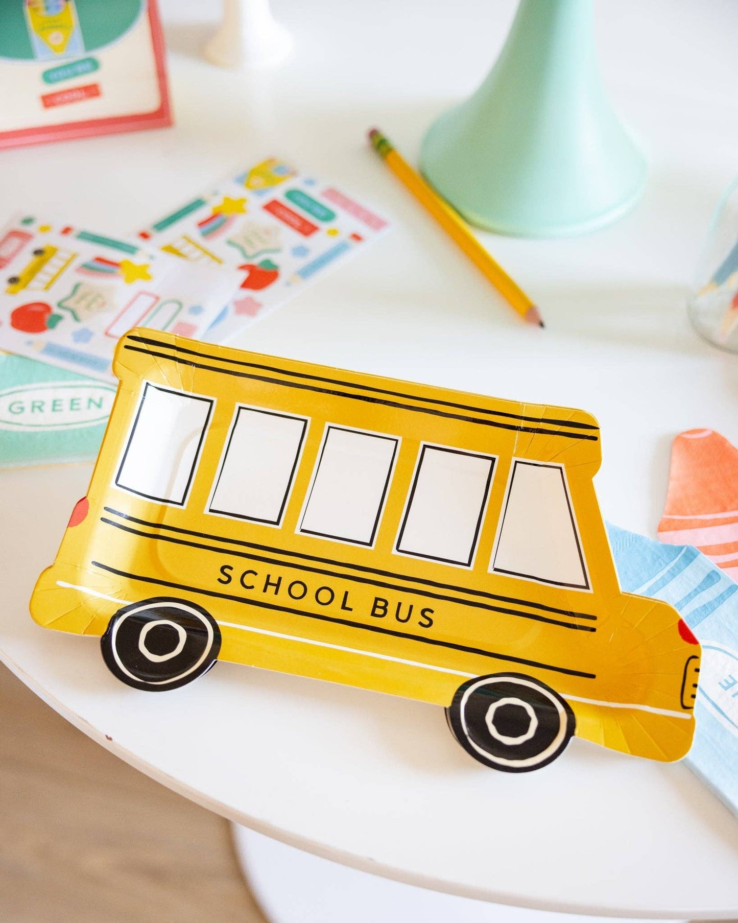 SCHOOL BUS SHAPED PLATES
