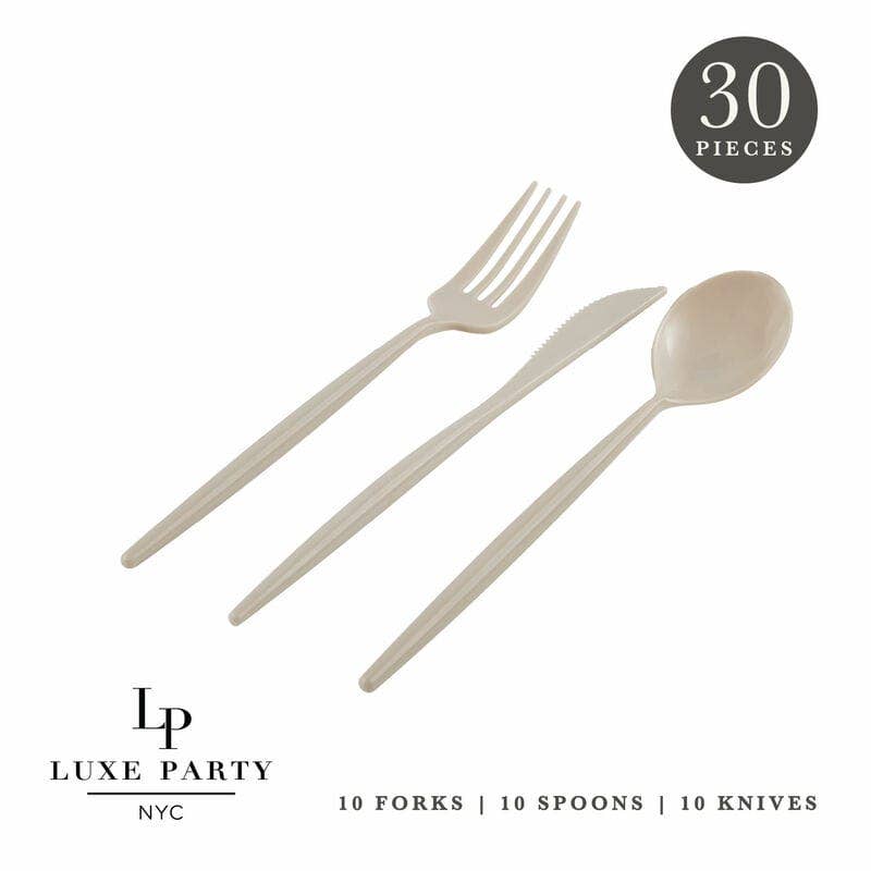LINEN REUSABLE CUTLERY SET | 30 PIECES