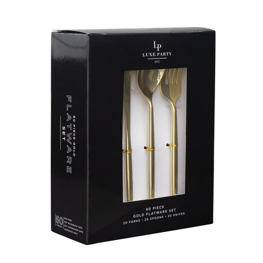 CHIC GOLD REUSABLE FLATWARE SET | 60 PIECES