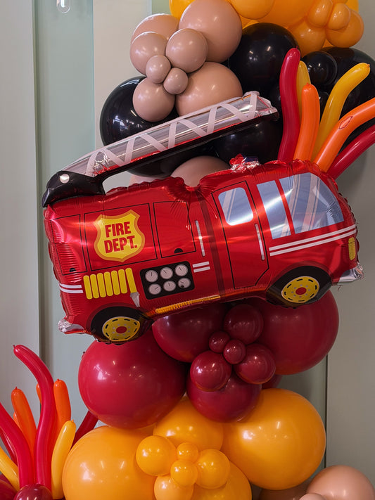 FIRE TRUCK THEMED FREE STANDING BALLOON GARLAND