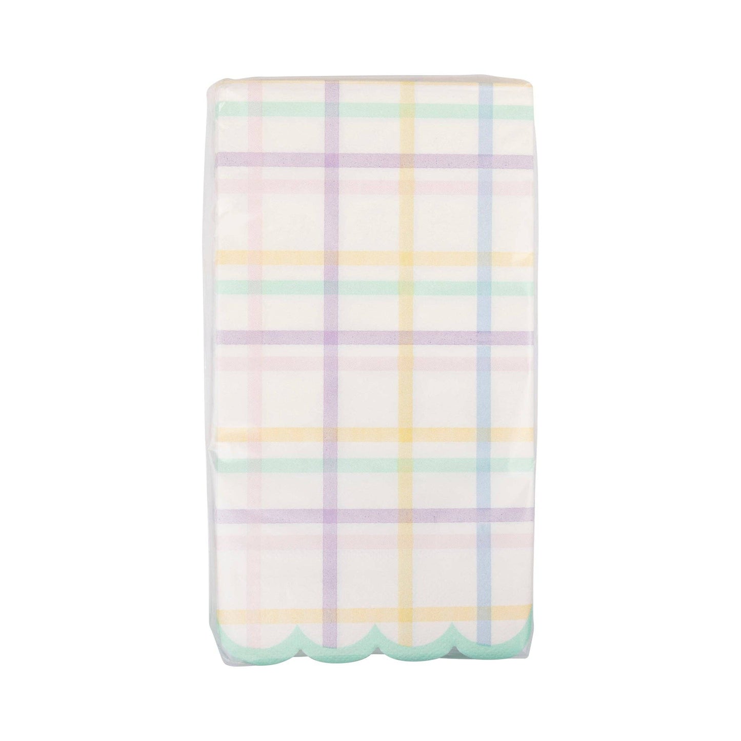 PASTEL PLAID SCALLOP DINNER NAPKINS