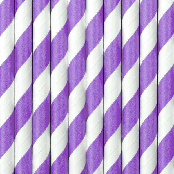 LILAC AND WHITE STRIPED PAPER STRAWS