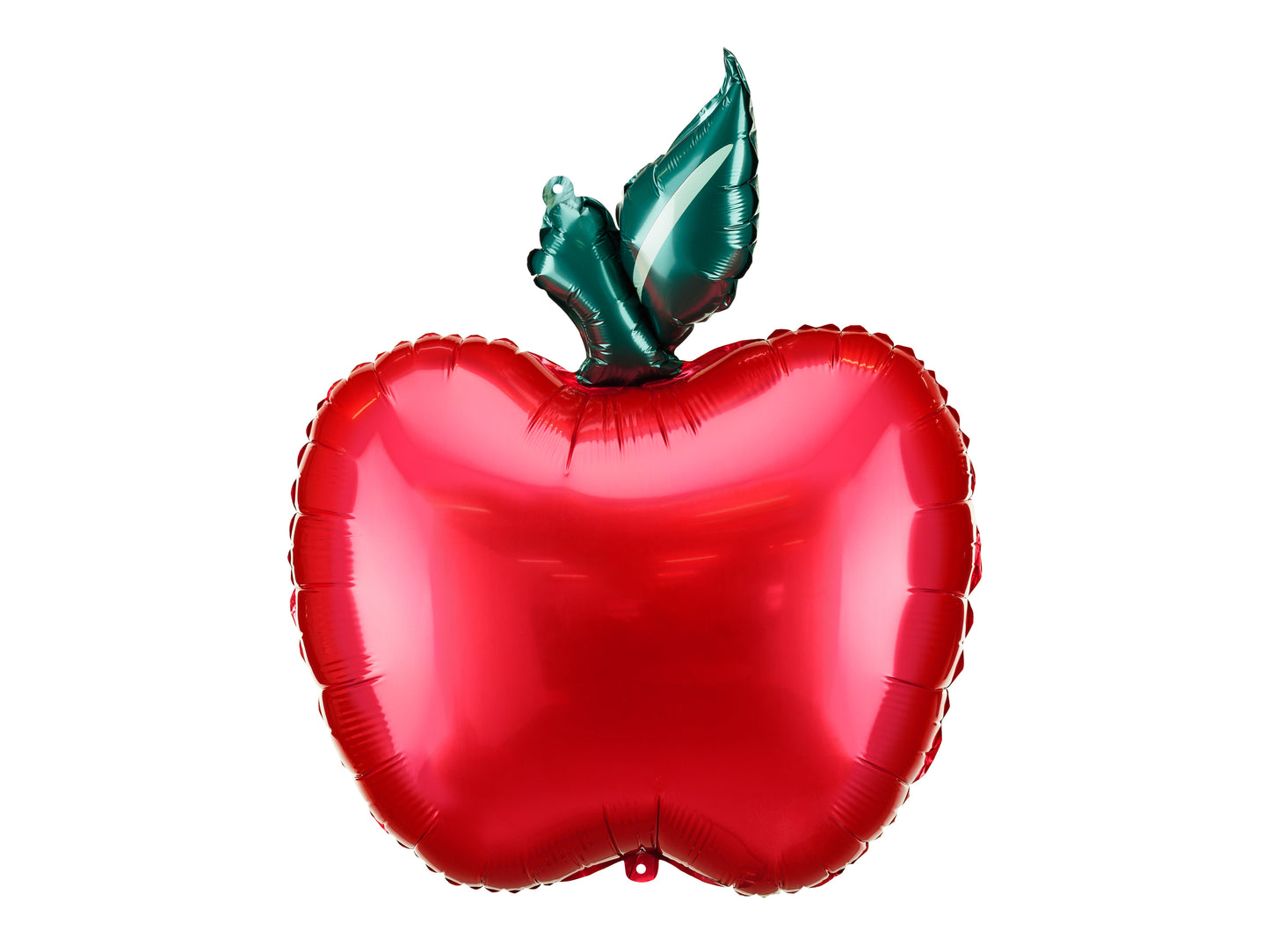 Red apple-shaped foil balloon with green leaf, sold in Toronto at Confetti My Party with fast Canada-wide shipping.