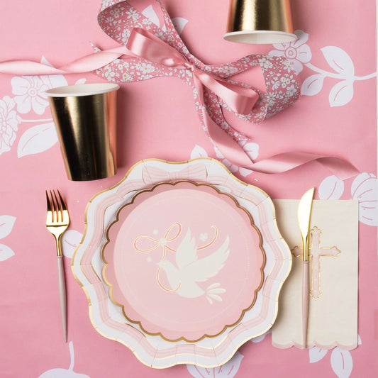 PETAL PINK CROSS GUEST TOWELS