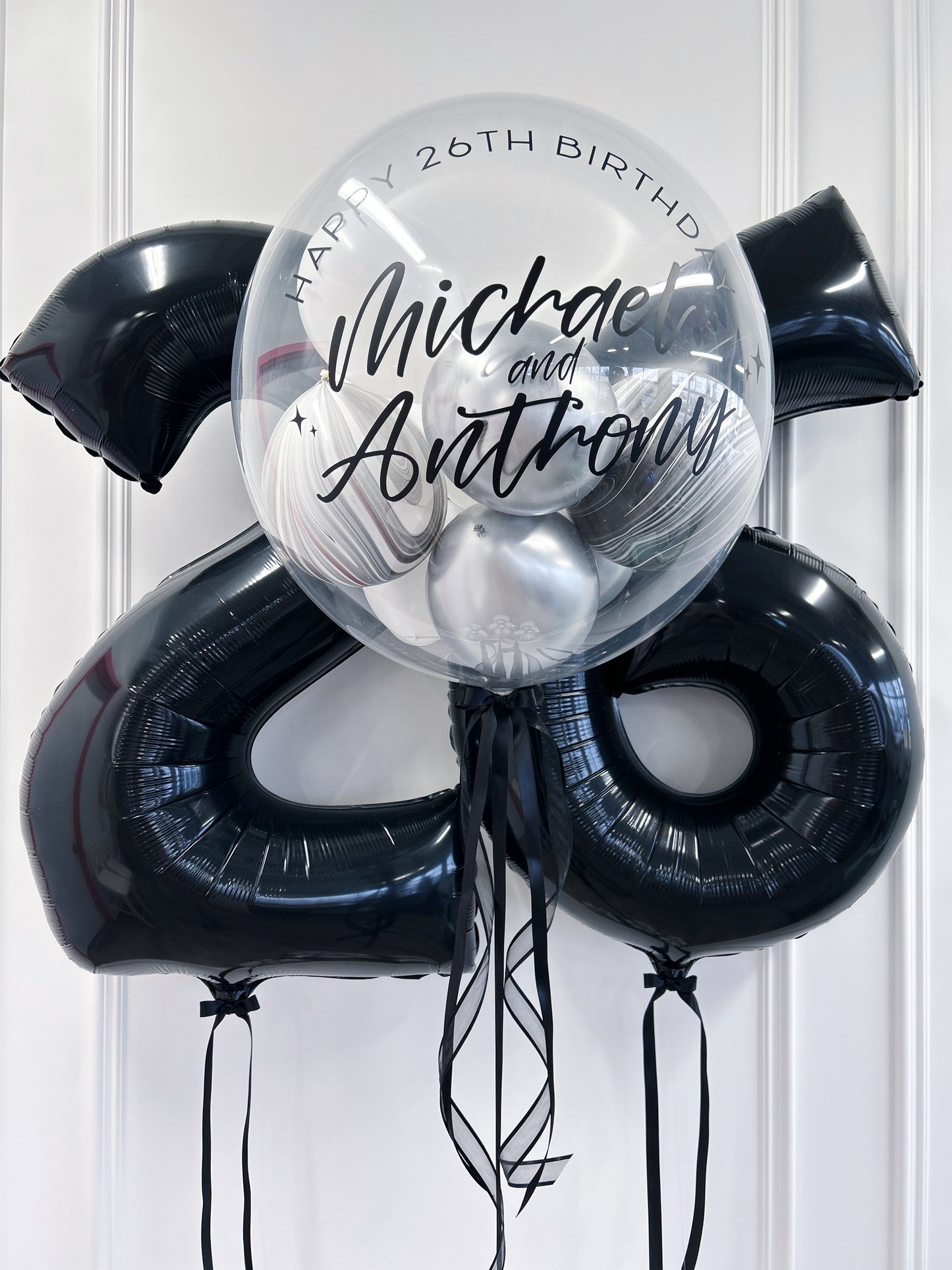black and silver helium balloon bundle- toronto by confetti my party