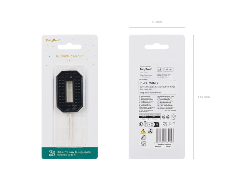 BLACK BRICK PATTERN CANDLE NUMBER 0