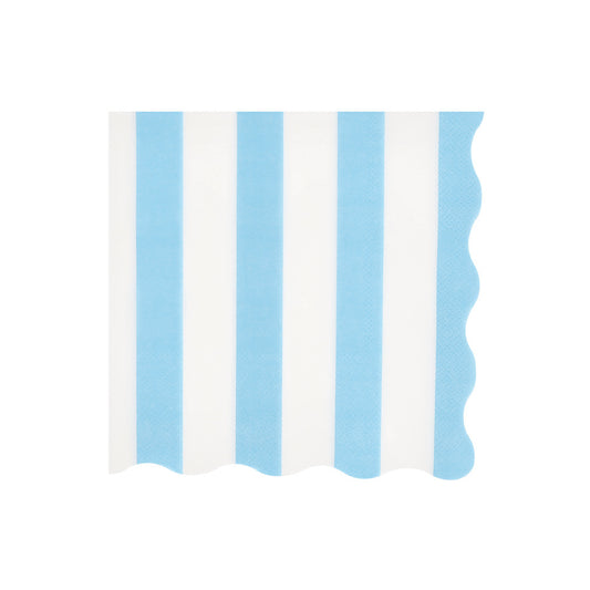 Blue beach striped large napkins by Meri Meri with scalloped edge detail, available at our Toronto party shop.