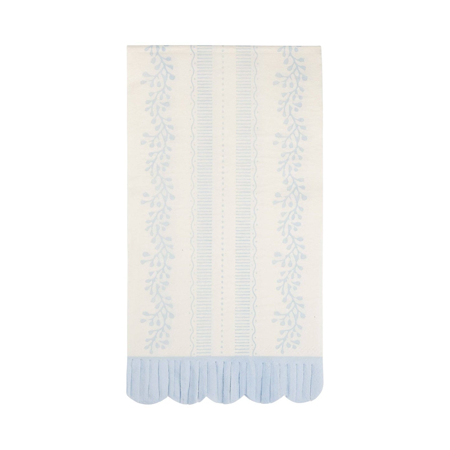 Blue floral guest napkins with scalloped edge for birthdays and parties