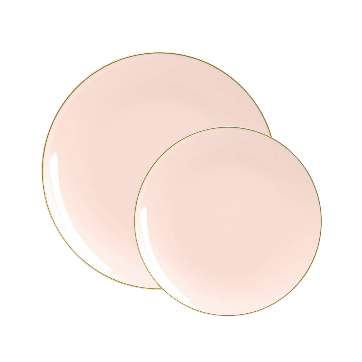 BLUSH & GOLD ROUND REUSABLE DINNER PLATES | 10 PIECES