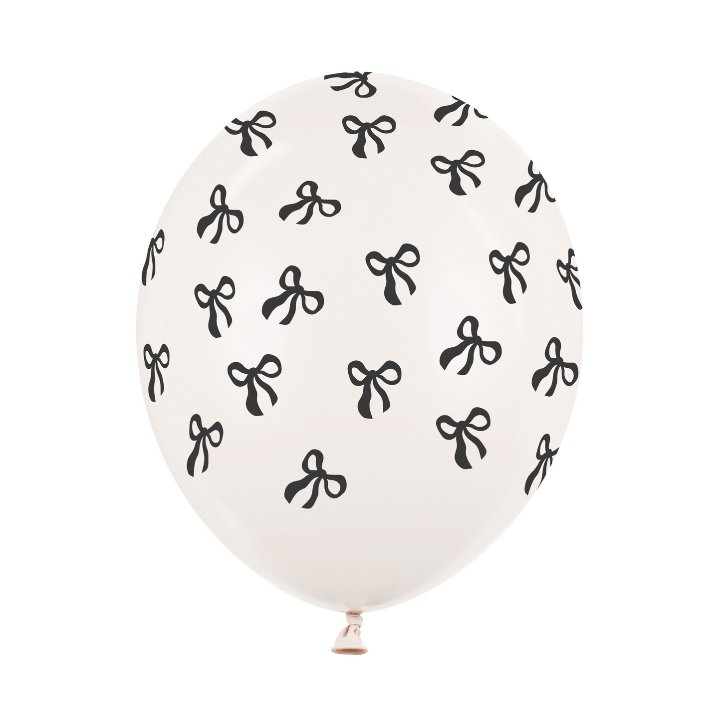Elegant pastel off-white bow print balloon, perfect party decor available in Toronto and ships across Canada.