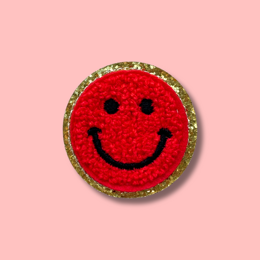 chenille happy face patch