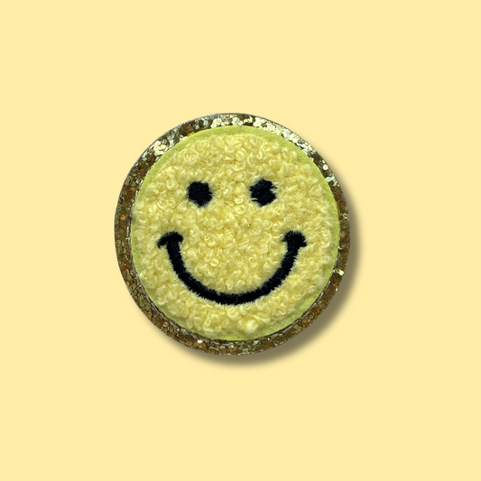 yellow chenille happy face patch