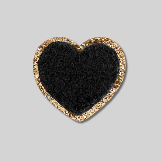 black chenille heart patch
