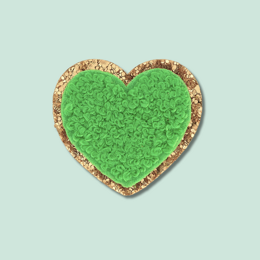 green chenille heart patch
