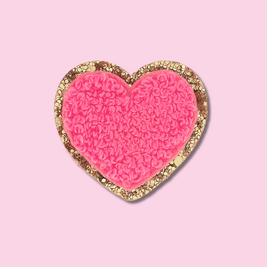 hot pink chenille heart patch