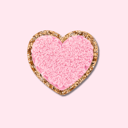 pink chenille heart patch