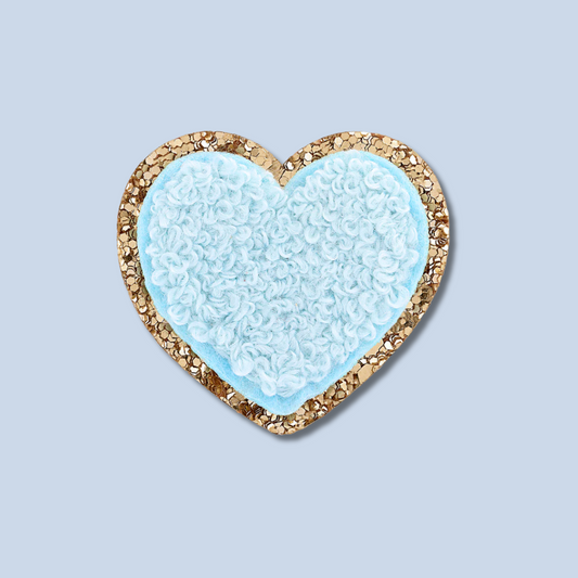 powder blue chenille heart patch
