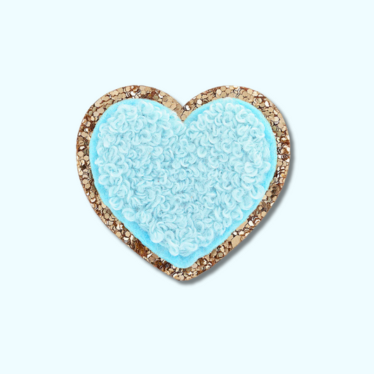 sky blue chenille heart patch