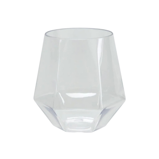 CLEAR HEX STEMLESS REUSABLE WINE GOBLETS | 6 PIECES