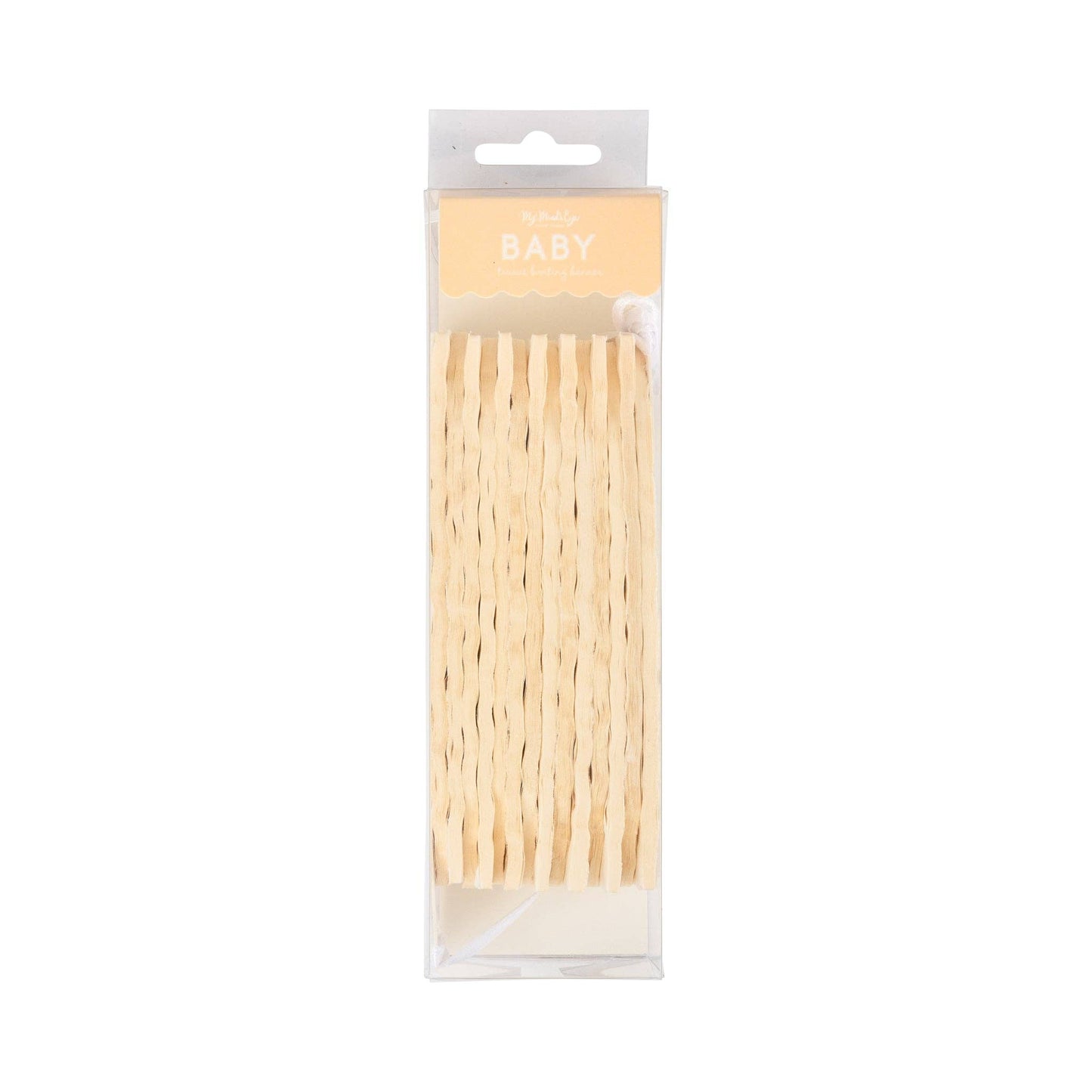 Cream tissue bunting banner sold in Toronto at our party shop. Perfect for baby showers and celebrations. Fast shipping across Canada.