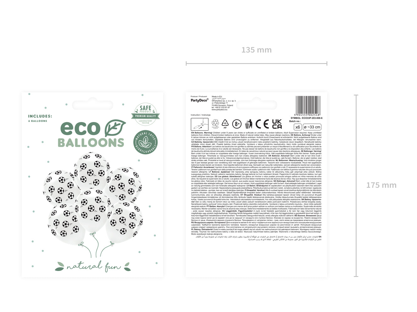 eco soccer ball balloons pack of 6