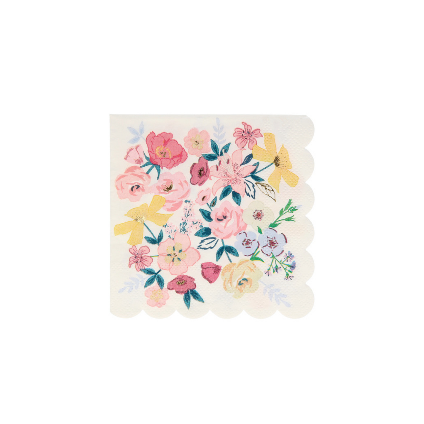 scalloped cocktail napkins with floral design