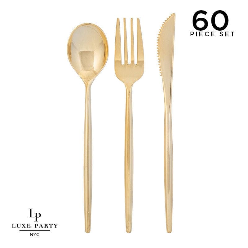 CHIC GOLD REUSABLE FLATWARE SET | 60 PIECES