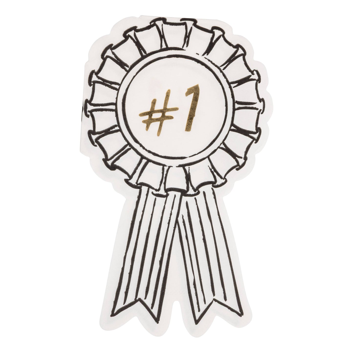 #1 graduation ribbon paper napkin with black illustration and gold foil detail, sold in Toronto at Confetti My Party