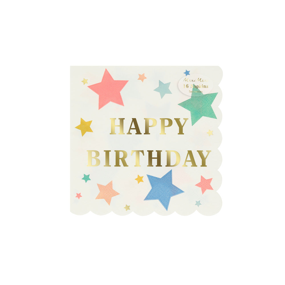happy birthday printed small napkins by meri meri