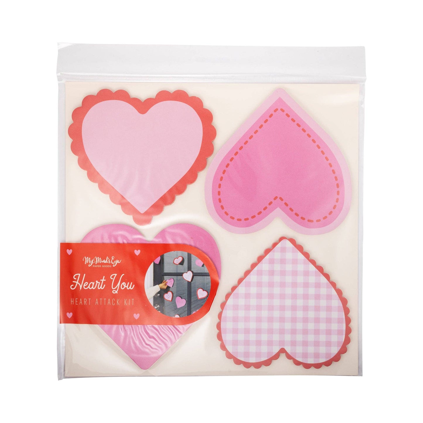 Packaged Heart Attack Love Notes Kit with assorted pink and red heart designs