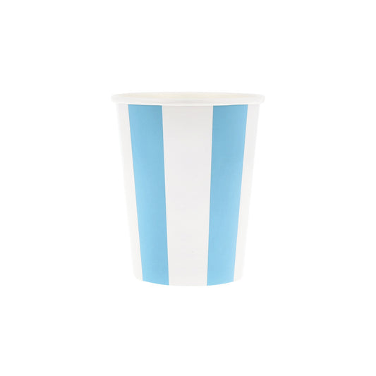 Light blue beach striped paper cup by Meri Meri available at our Toronto party shop