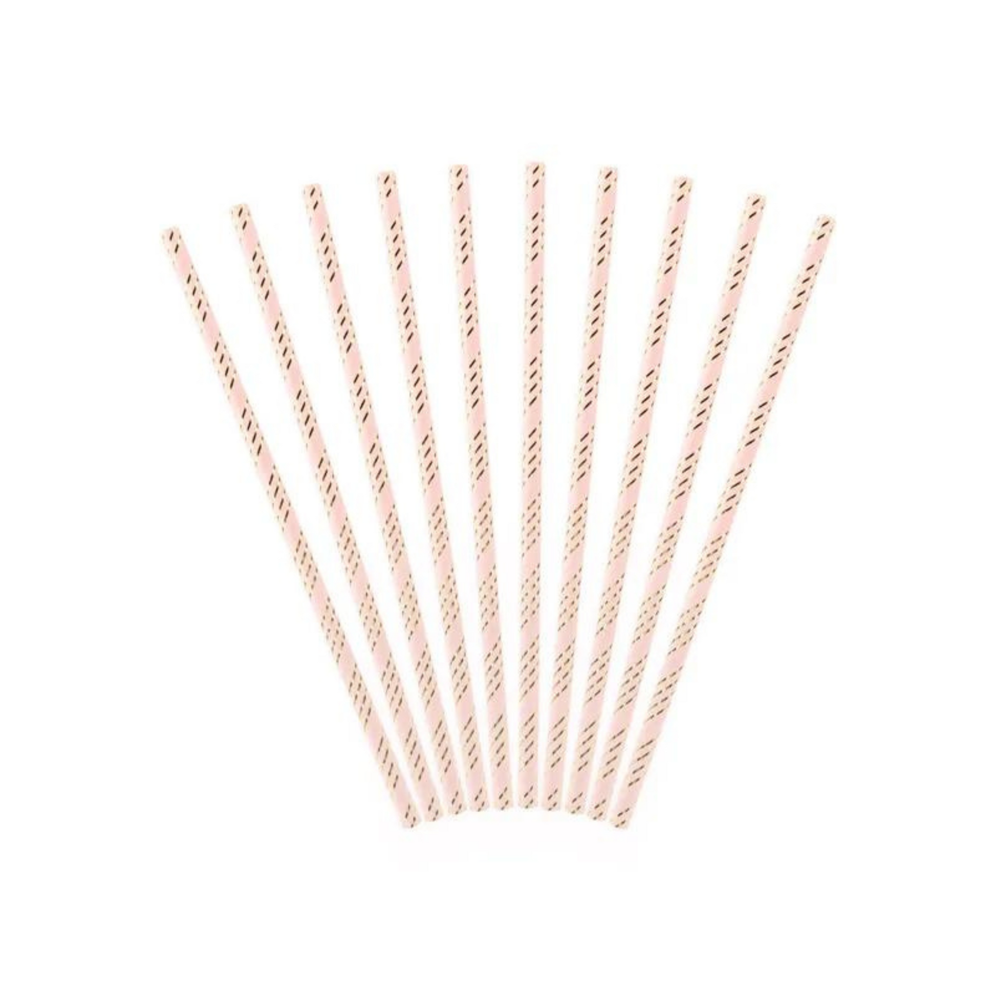 light pink and gold striped paper straws