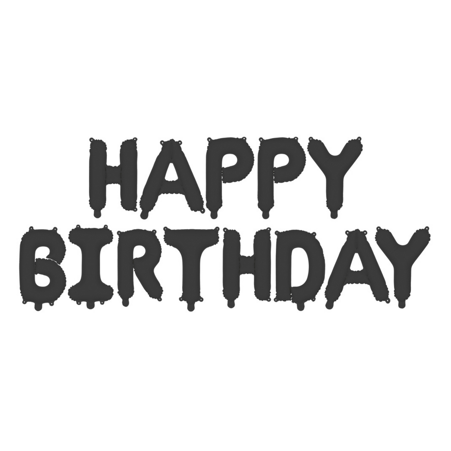 matte black happy birthday balloon banner - 16 inches