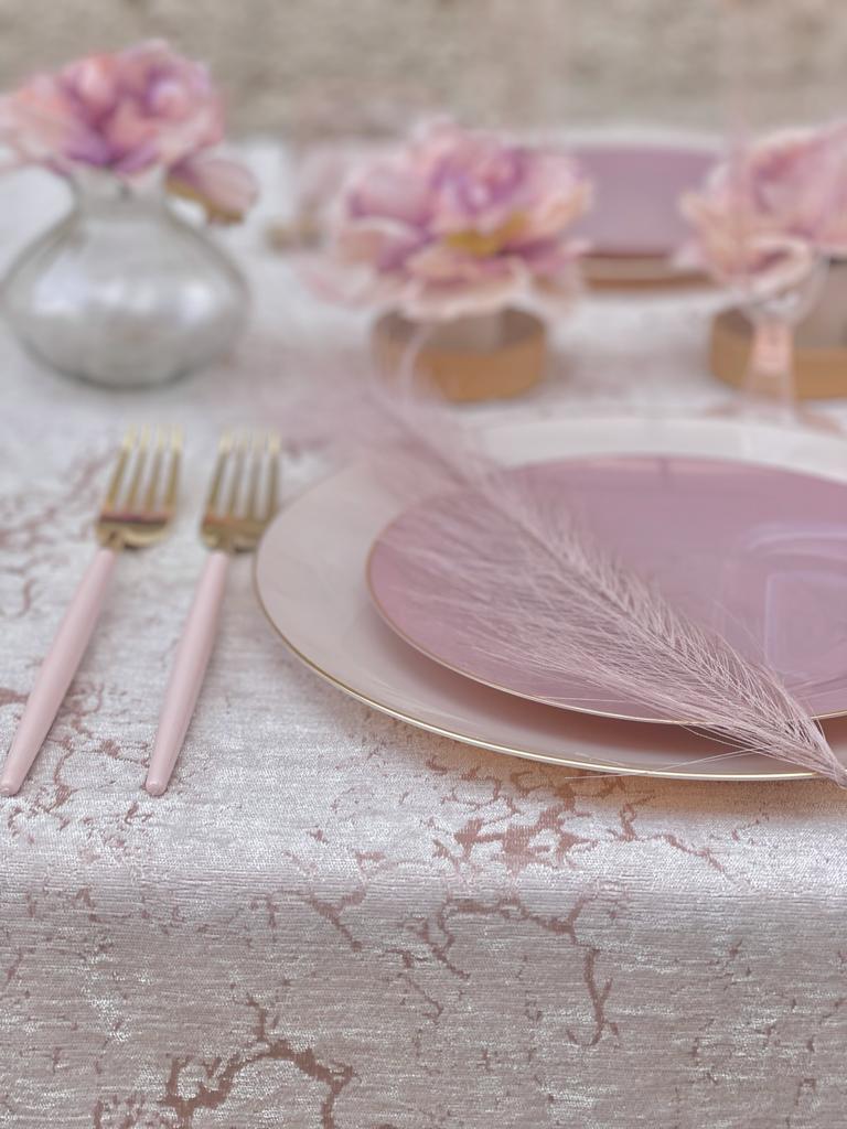 mauve and gold plastic dinner plates - luxe party
