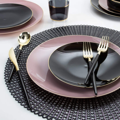 mauve and gold reusable dinner plates luxe party