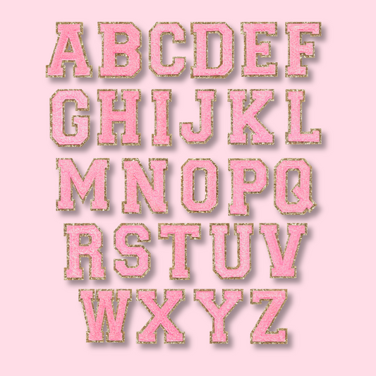 pink mini chenille varsity letter patches