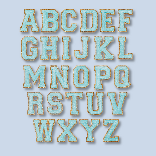 sky blue mini chenille varsity letter patches