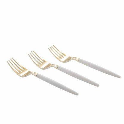 luxe party - mini dessert forks two one white and gold