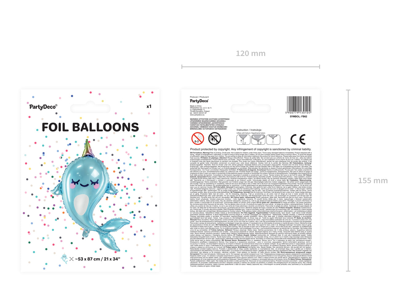 narwhal foil balloon packaging