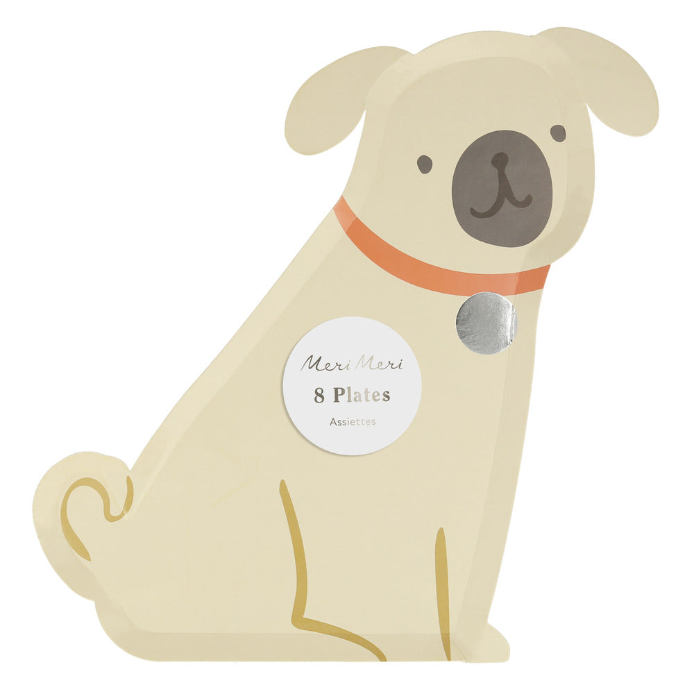 Pug paper plates by Meri Meri