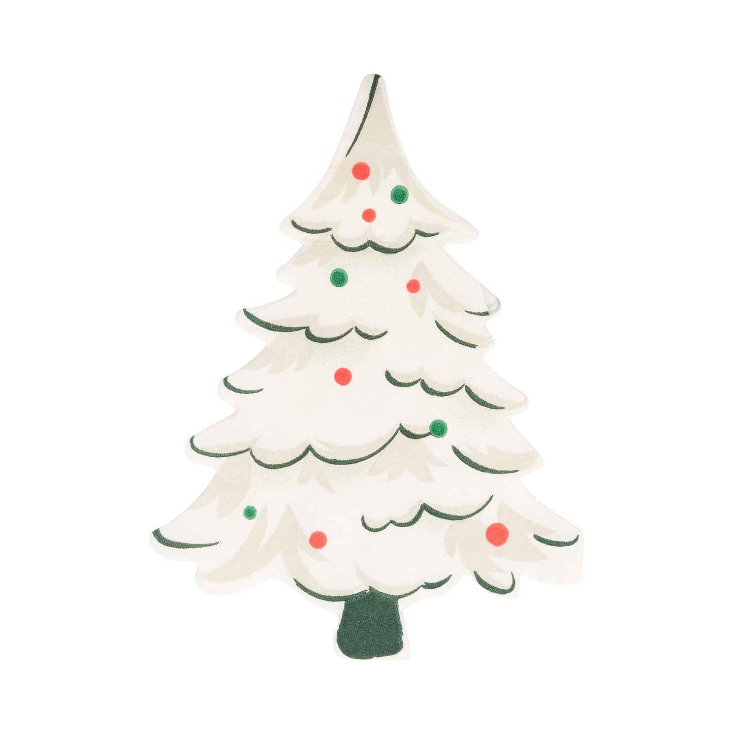Retro tree-shaped paper napkin with green and red ornaments, perfect for Christmas parties in Toronto.