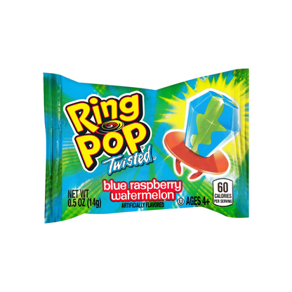twisted ring pop in blue raspberry watermelon flavour