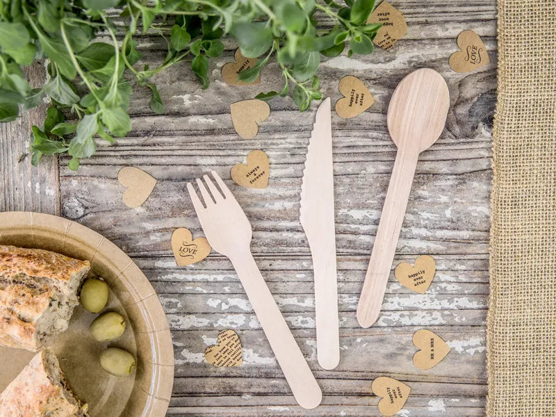 rustic themed wooden cutlery set 