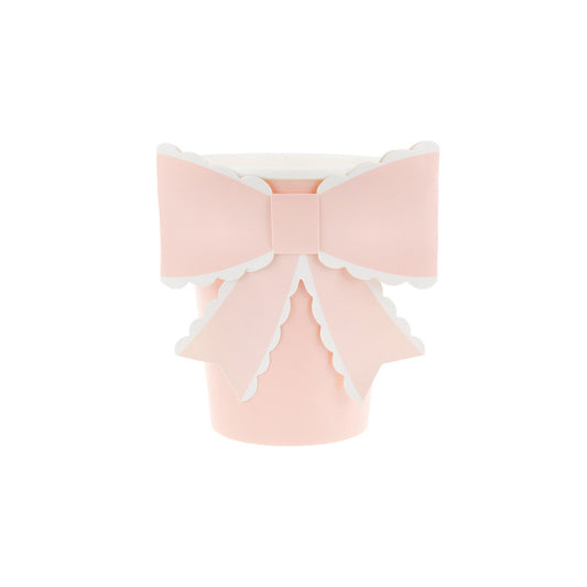 Blush pink scalloped bow party cup with dimensional bow wrap detail available in Toronto and shipping across Canada