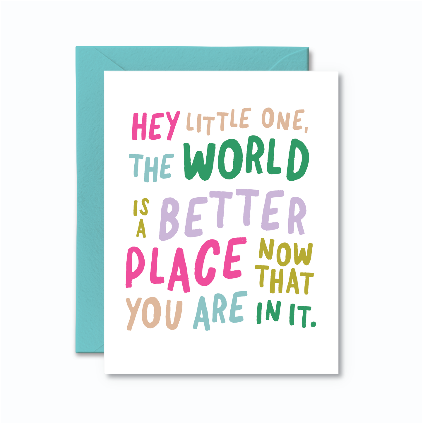Colourful baby greeting card with playful typography available at our Toronto party shop.