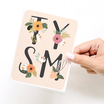 TYSM floral greeting card