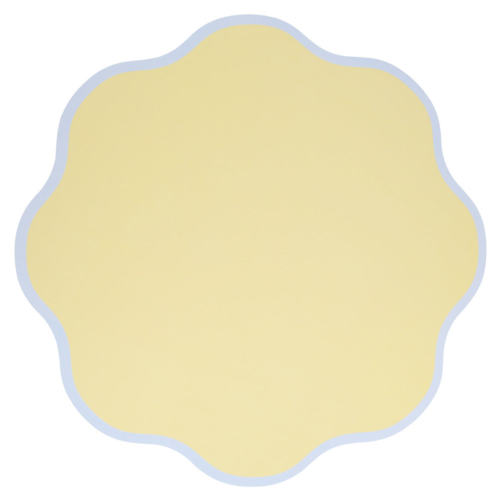 Yellow bordered wavy round paper placemat by Meri Meri available at our Toronto party shop