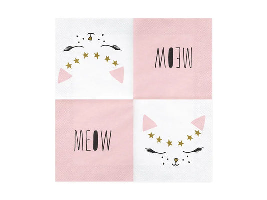 napkins with cat face on one side and pink on the other