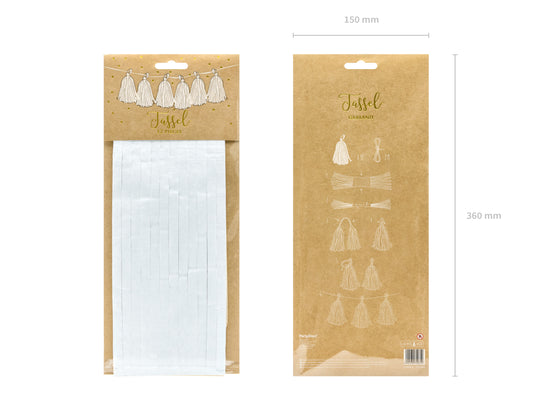 white tissue paper tassel garland packaging