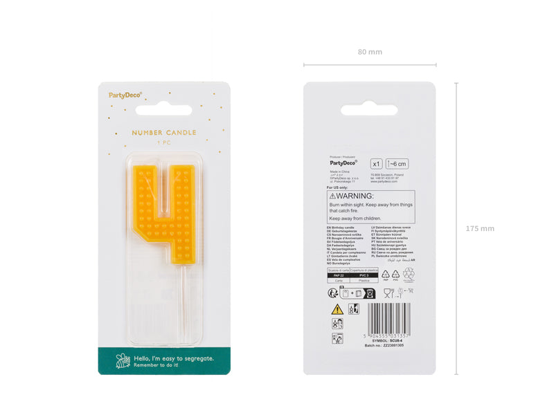 yellow candle number 4 - lego inspired